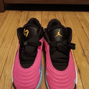 Luka Jordan Sneakers in Pink and Black And Teal with Gold Accents